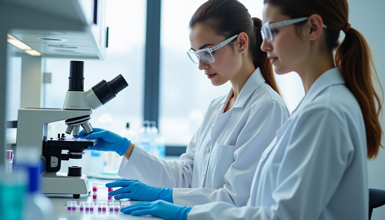 Embryologists preparing for IVF procedures.