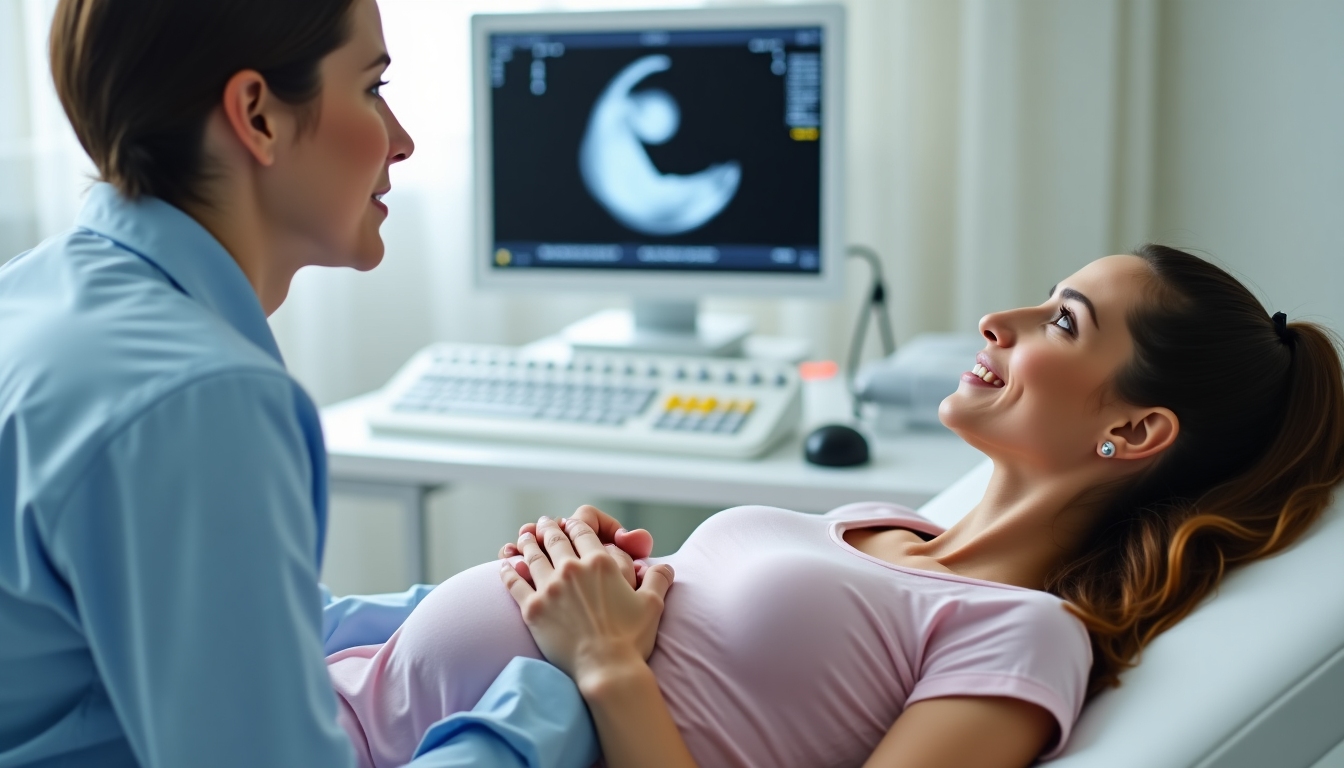 Woman getting fertility ultrasound