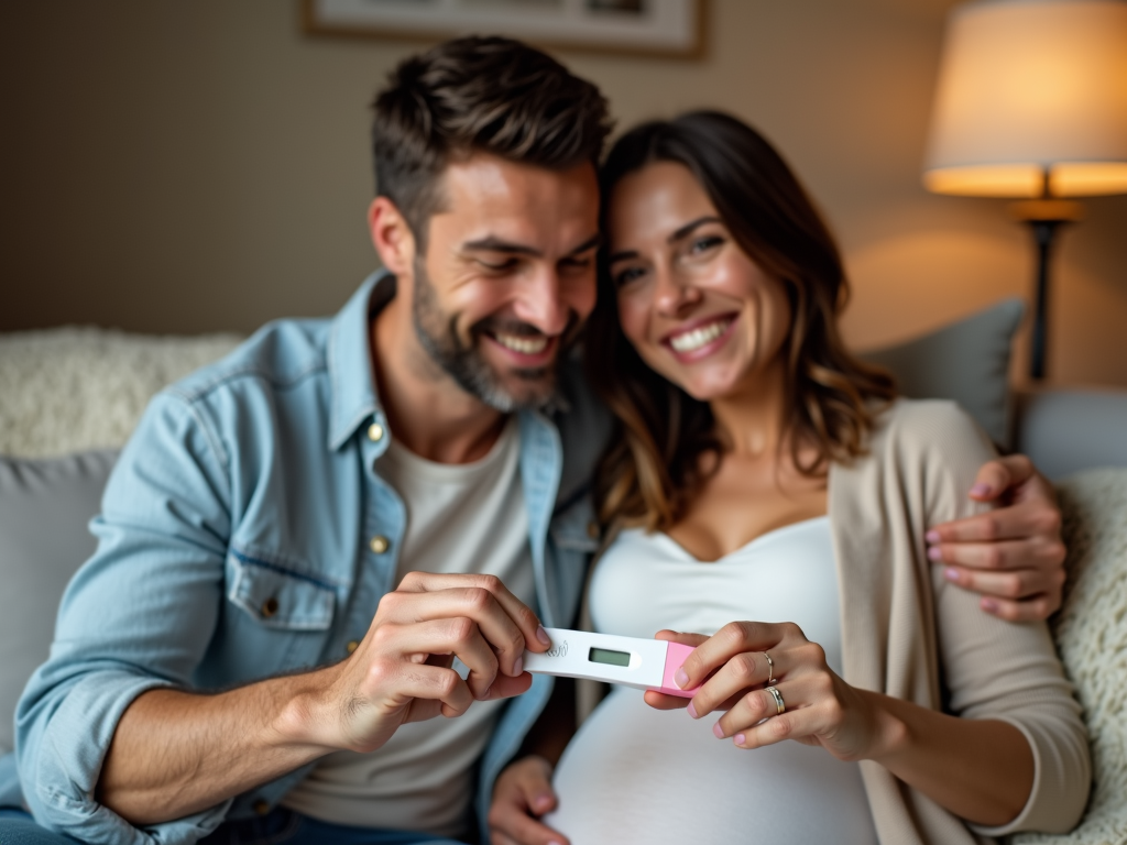 Couple celebrating pregnancy after infertility treatment