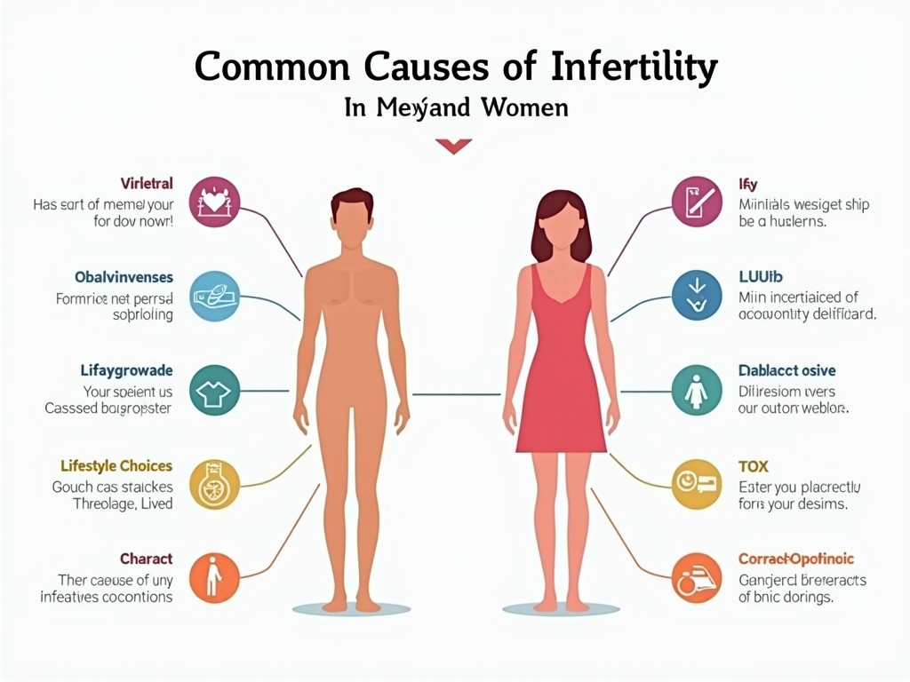 Infographic of common infertility causes in men and women.