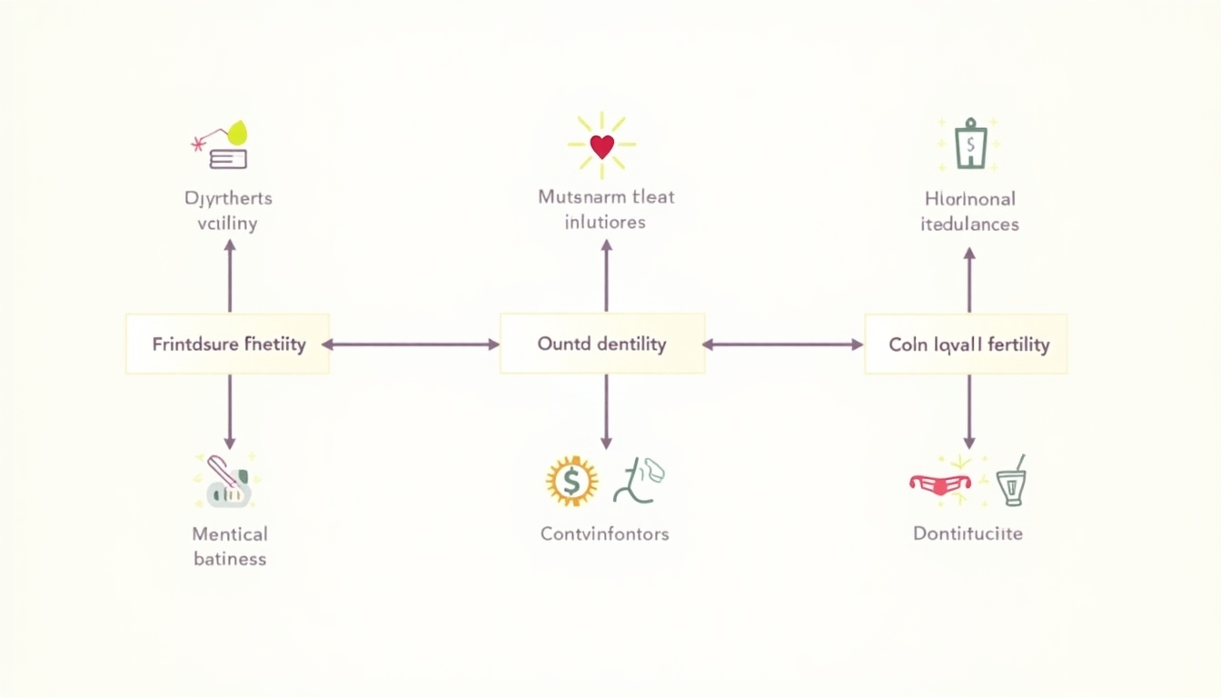 A flowchart demonstrating the cause and effect relationship of ovulation disorders leading to difficulties in fertility.