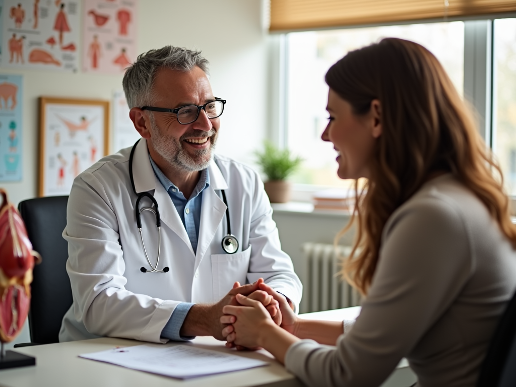 Couple consulting with fertility specialist.