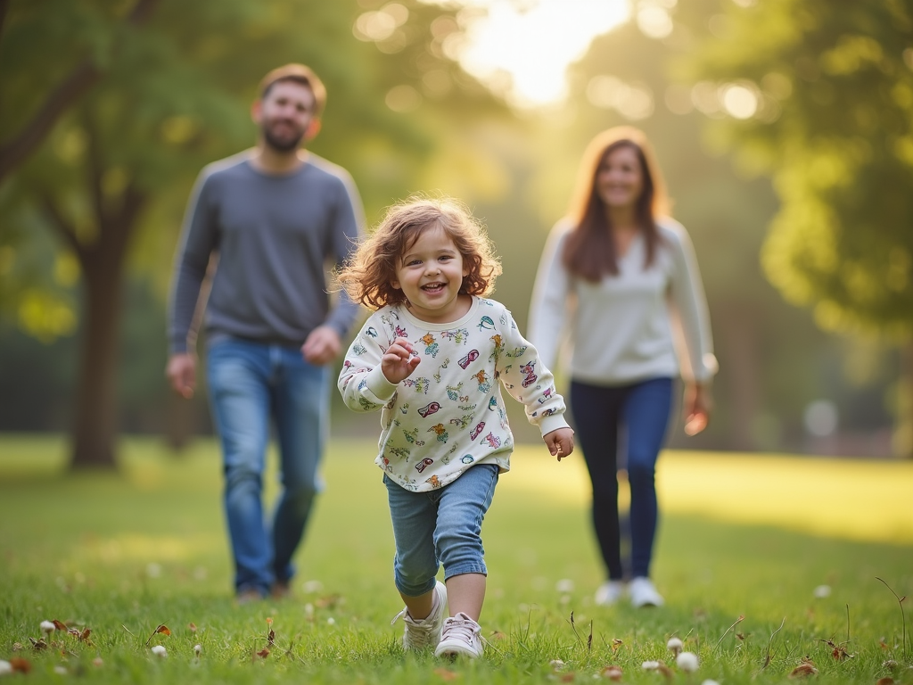 Happy family enjoying a day out, made possible by sperm banking.