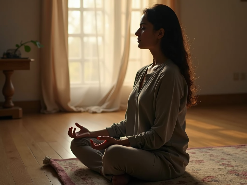 A person meditating.
