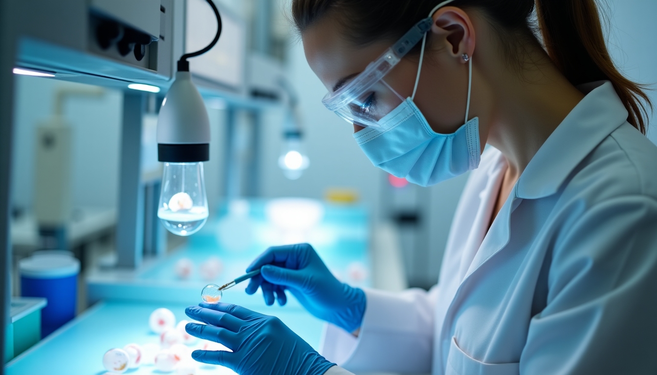 Lab technician handling IVF embryos