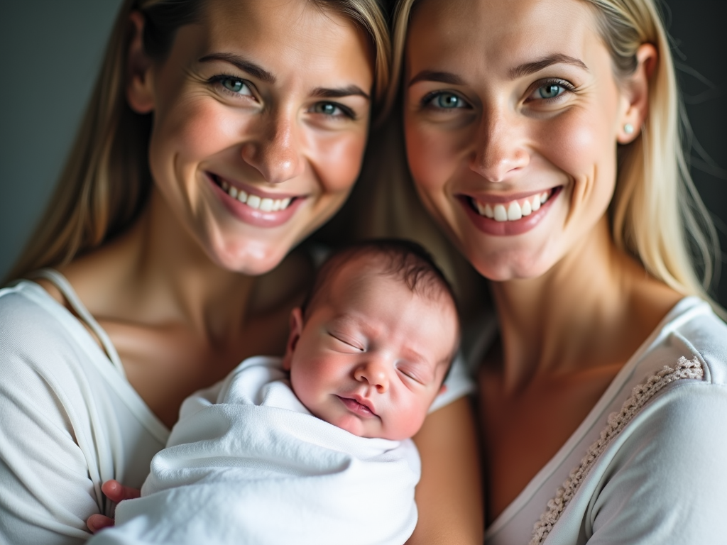 Family celebrating the birth of their IVF baby.