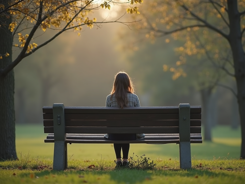 Woman sitting alone, deep in thought