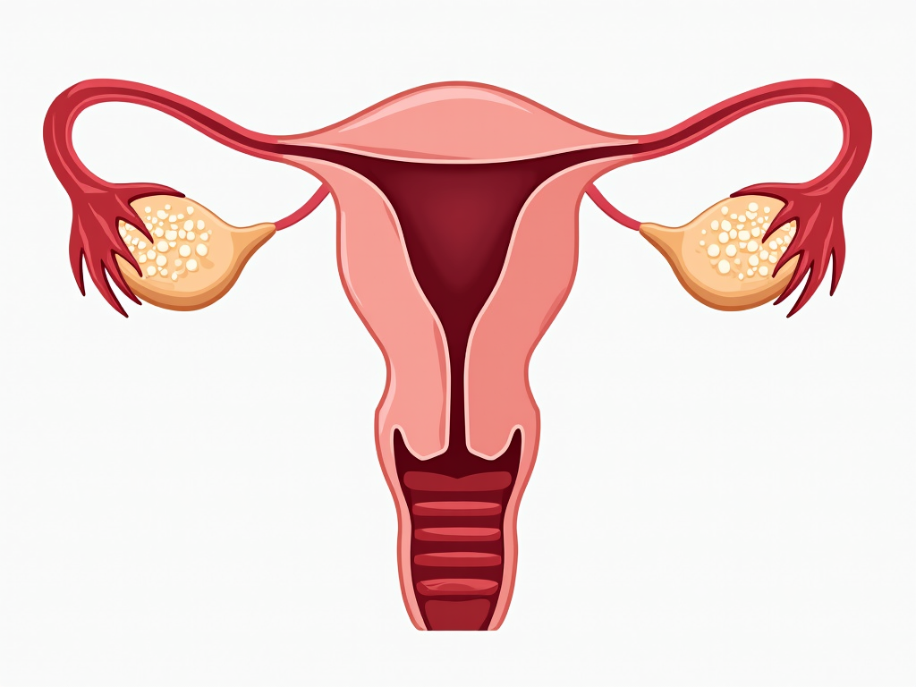 Illustration of the female reproductive system.