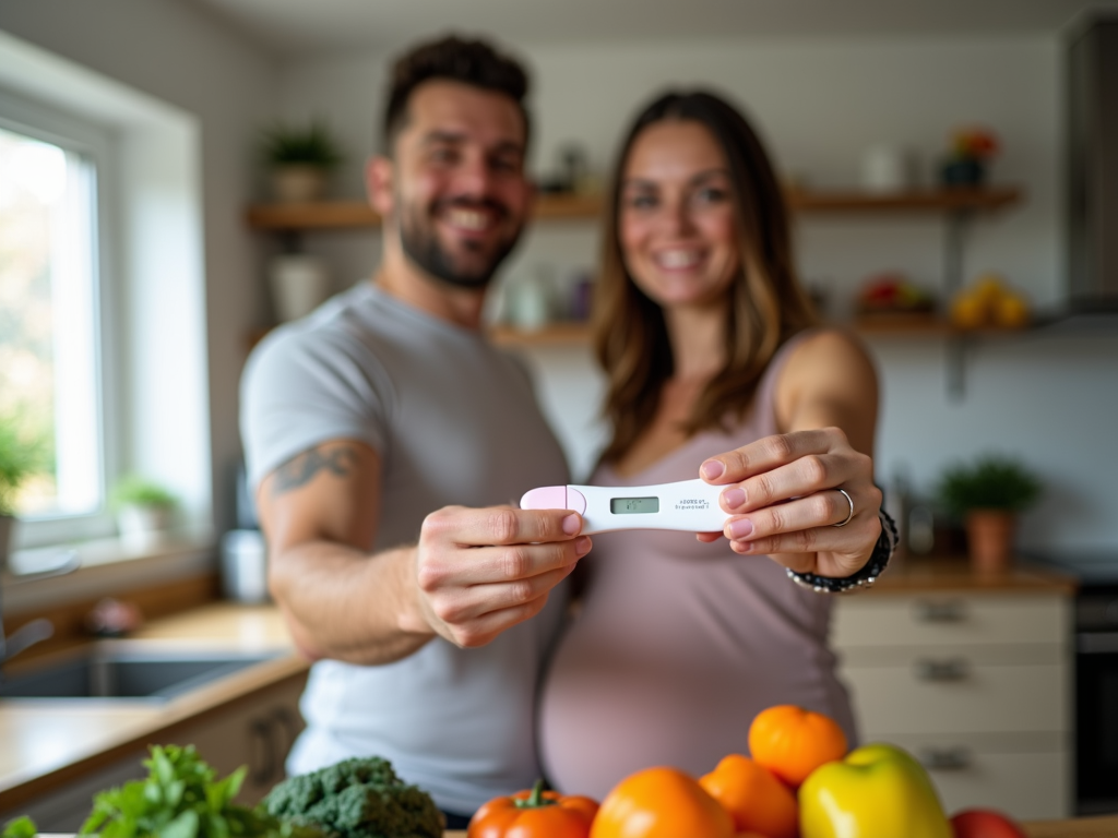 Mike and Lisa celebrating their pregnancy after improving their diet to boost fertility.