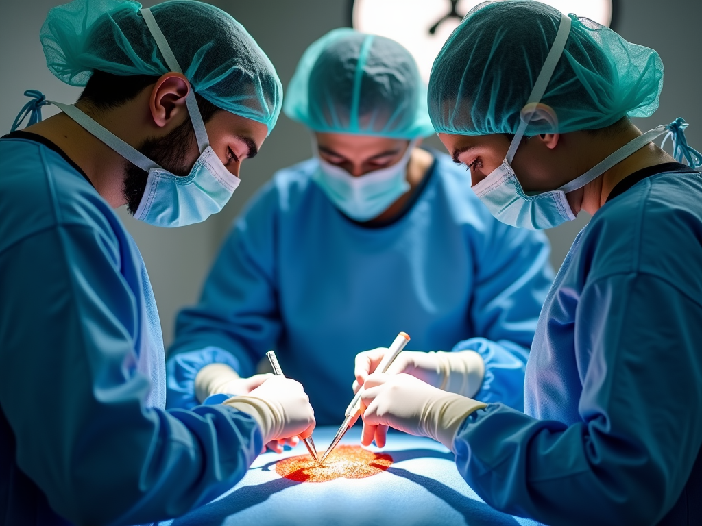 Surgeons conducting sperm retrieval surgery