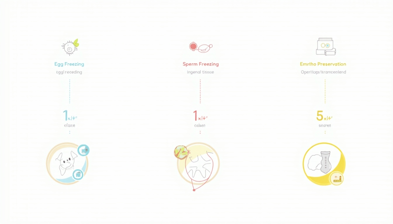 Infographic showing different fertility preservation options available for men and women.