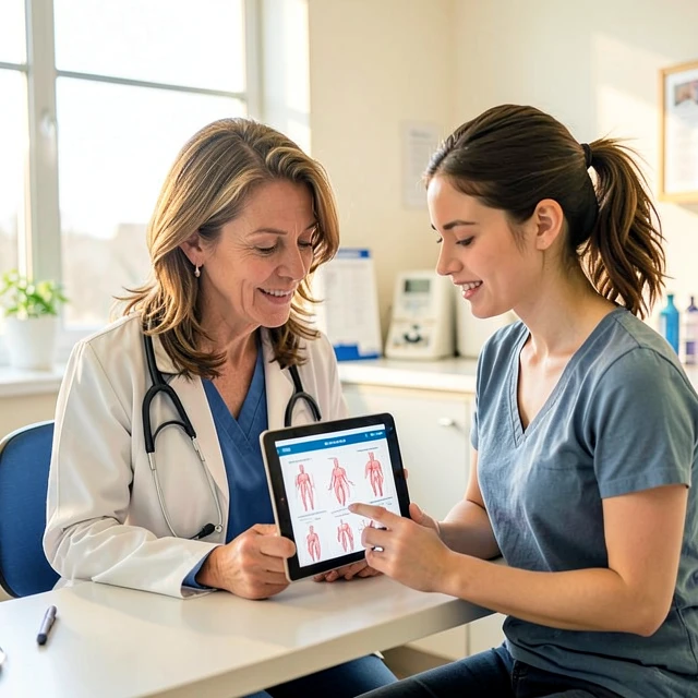 Young cancer patient consulting with fertility specialist about preservation options