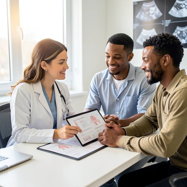 Couple consulting with a fertility specialist about PCOS treatment options