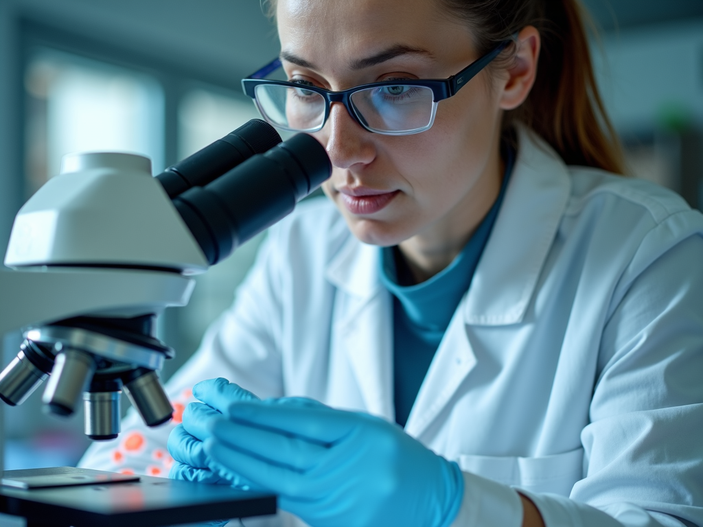 Scientist examining embryos for genetic testing