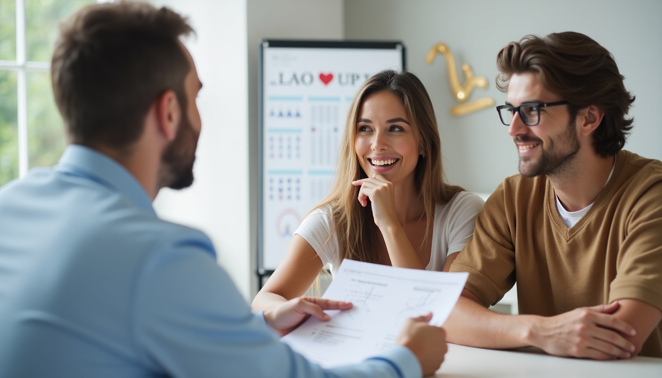 A couple discussing with a fertility specialist while reviewing documents