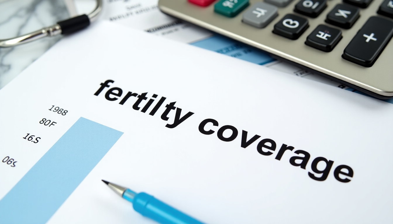 Health insurance documents with highlighted text on fertility treatment coverage.