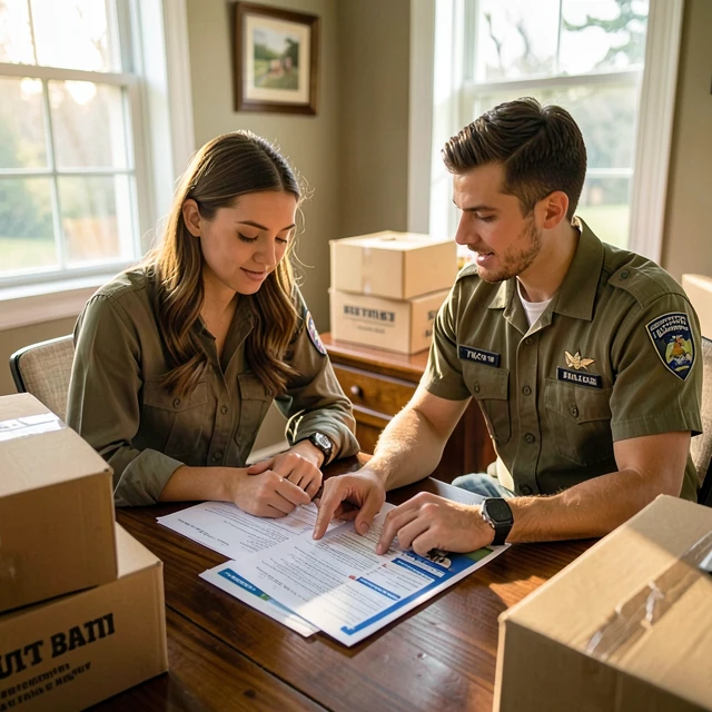 Couple planning family health benefits amid relocation preparations