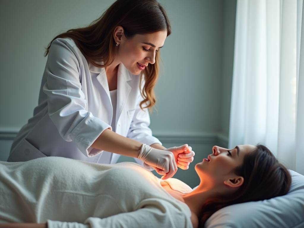 Doctor performing an embryo transfer during IVF.
