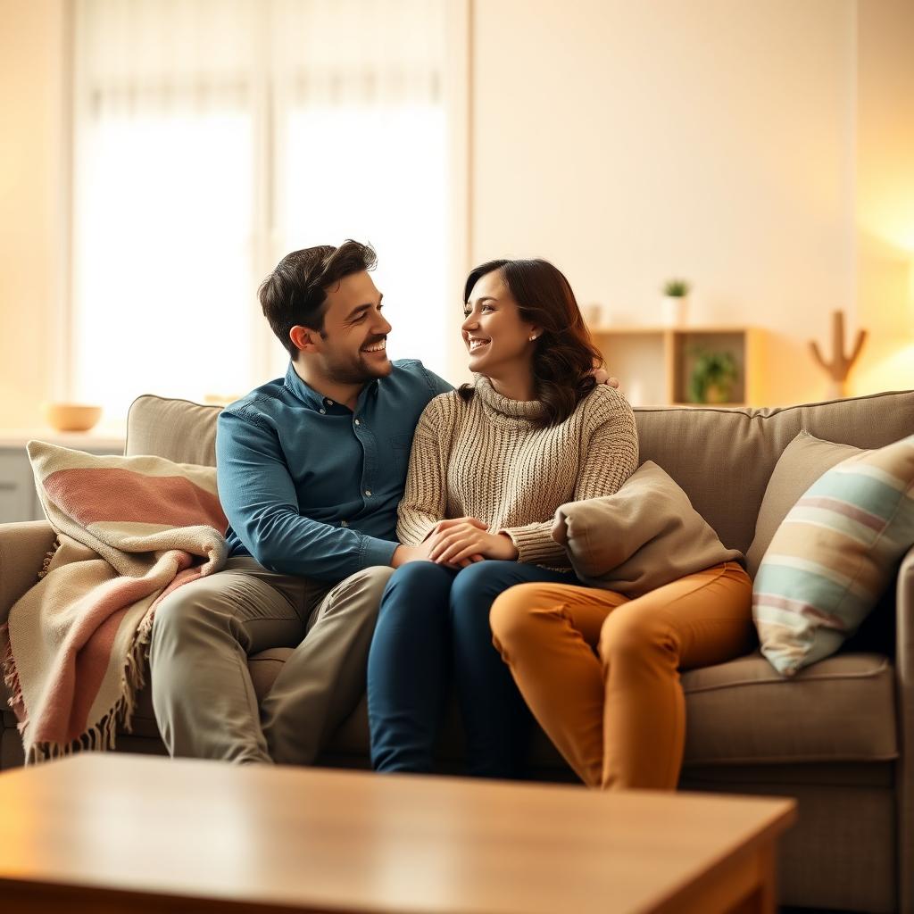 Couple discussing fertility challenges in a cozy living room