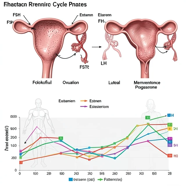 Visual guide to hormone fluctuations during the menstrual cycle