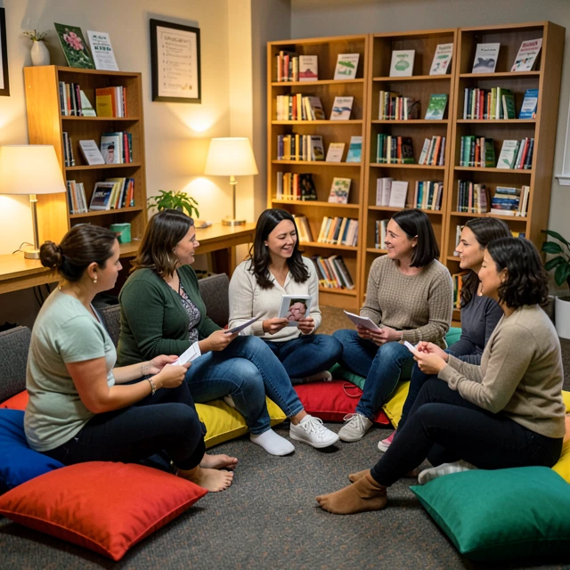 Women in a fertility support group sharing experiences