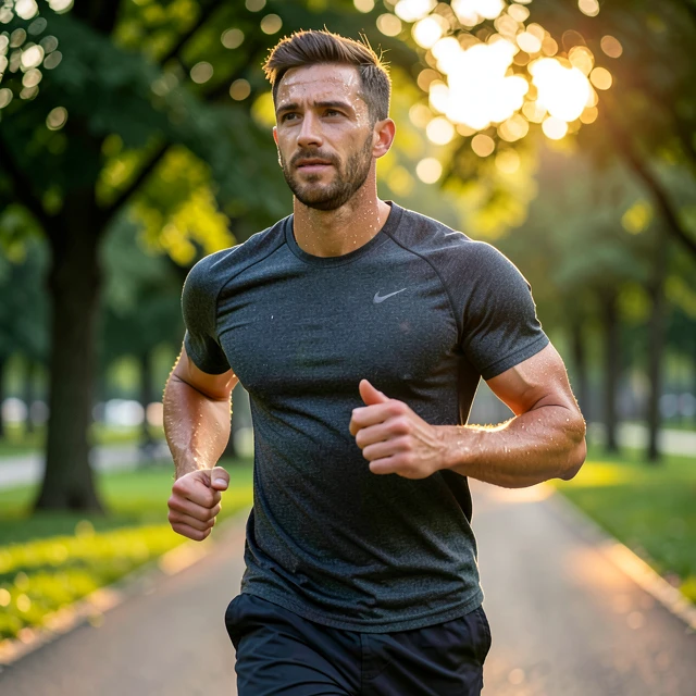 Man practicing moderate jogging to support sperm quality and male fertility