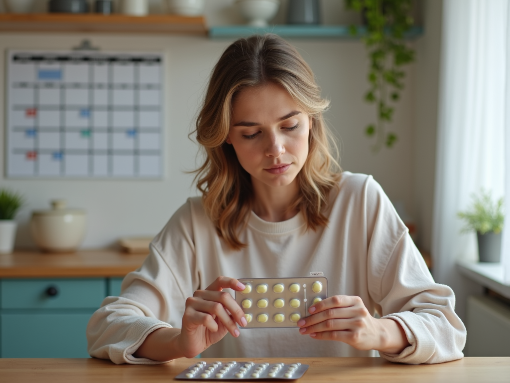 Woman with Letrozole tablets and calendar