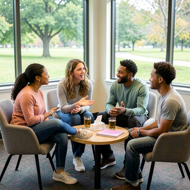 Support group session for people navigating fertility challenges