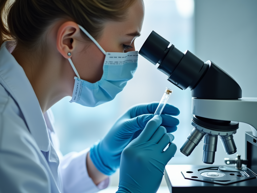 Lab technician analyzing semen sample