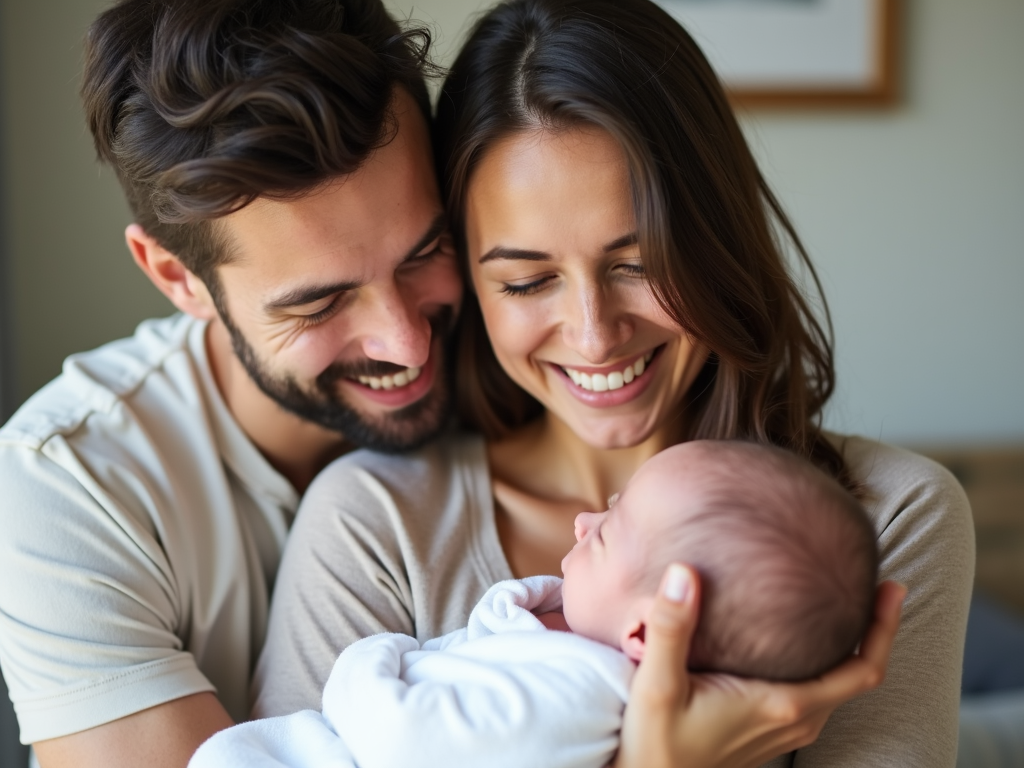 Couple celebrating the birth of their child after successful IVM treatment