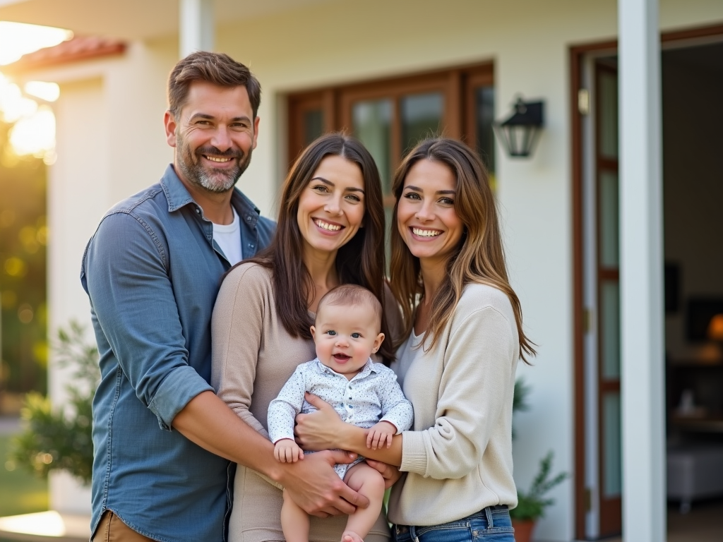 Happy family with baby