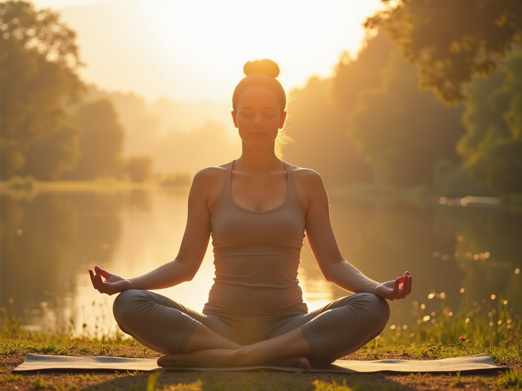 Woman doing yoga for stress relief