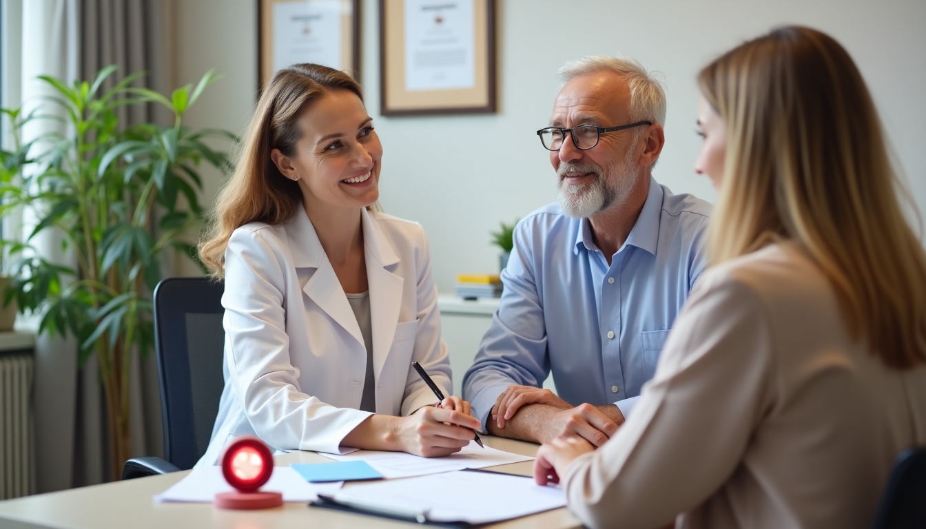An older couple consulting with a fertility specialist.