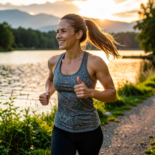 Woman enjoying moderate jogging for reproductive wellness