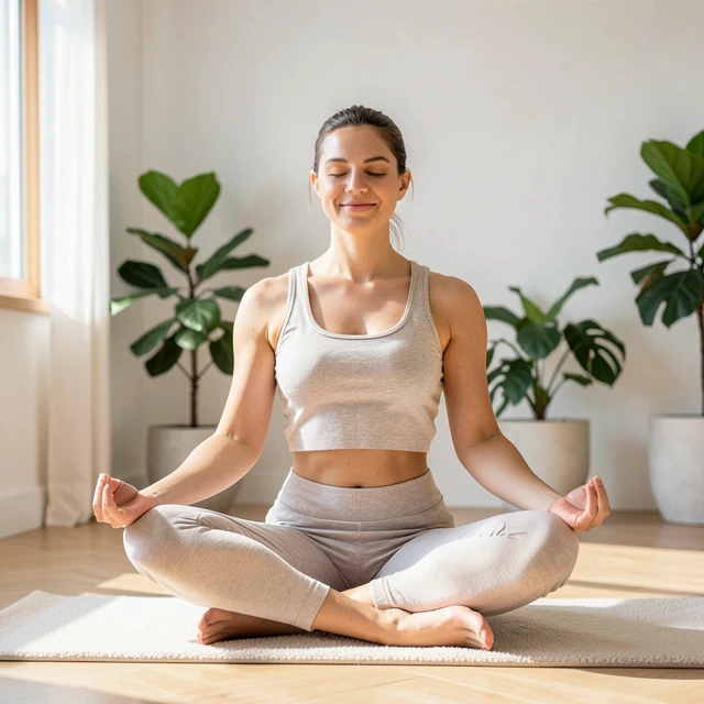 Woman practicing Butterfly yoga pose for fertility support