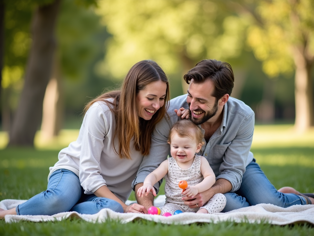 Emily and David with their daughter Lily, conceived with donor eggs