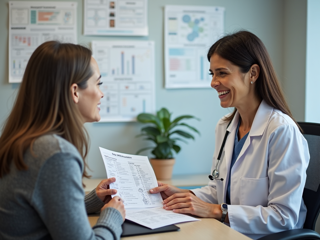 A doctor discussing treatment options with a patient, offering hope and guidance for ovulation disorders.