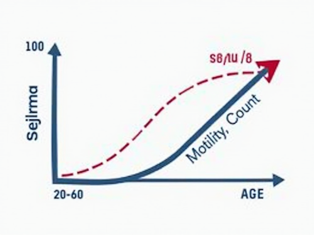 Graph showing decline in sperm quality with age