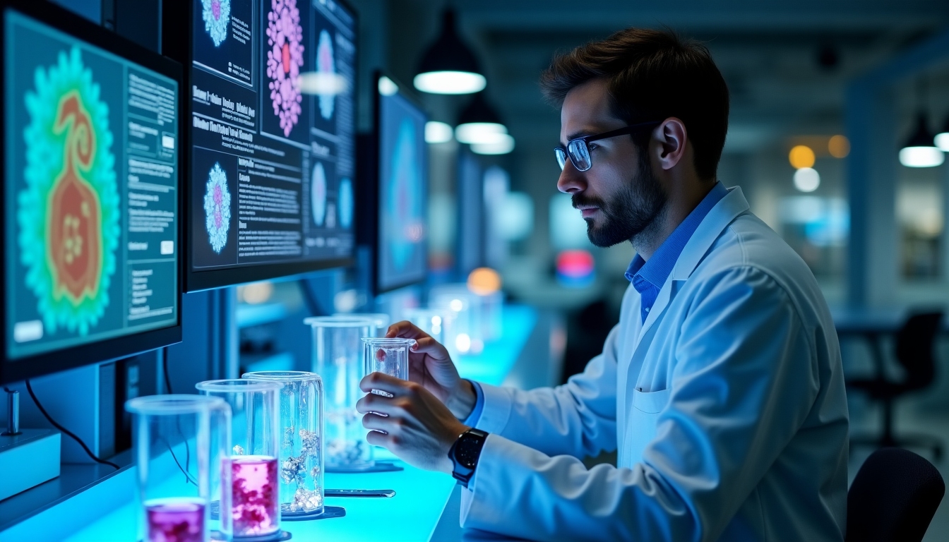 Scientist working on gene editing in a lab