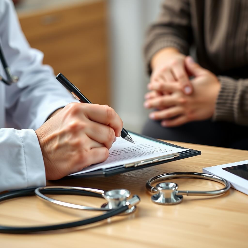 Doctor taking notes during a fertility consultation