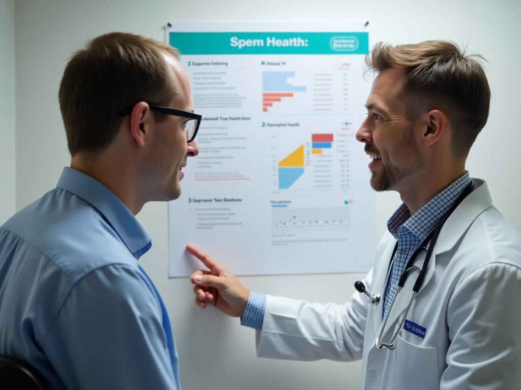 Man learning about sperm health from a doctor