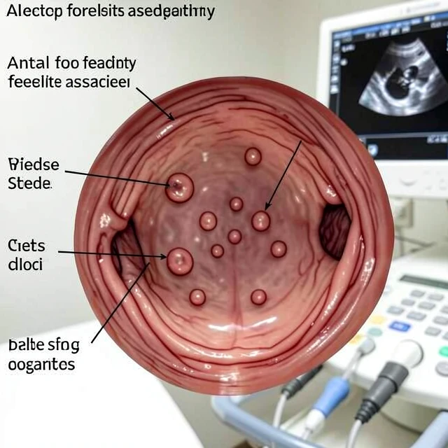 Ultrasound view of antral follicles in ovary during fertility testing