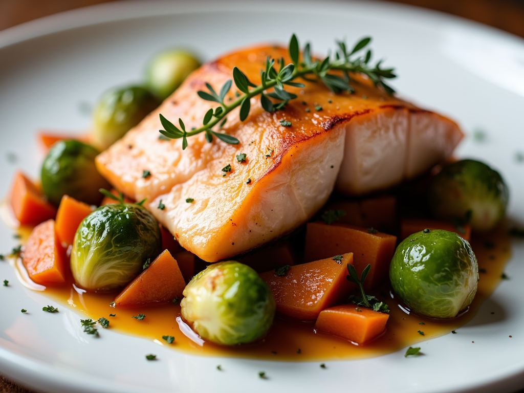 Fertility-friendly dinner: salmon with roasted vegetables.