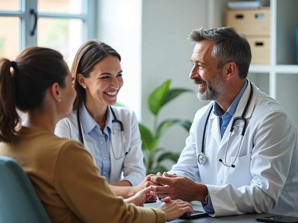 Doctor consulting with couple about fertility treatments