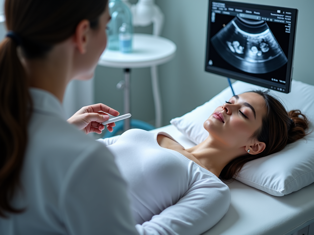 Patient undergoing an ultrasound during fertility treatment