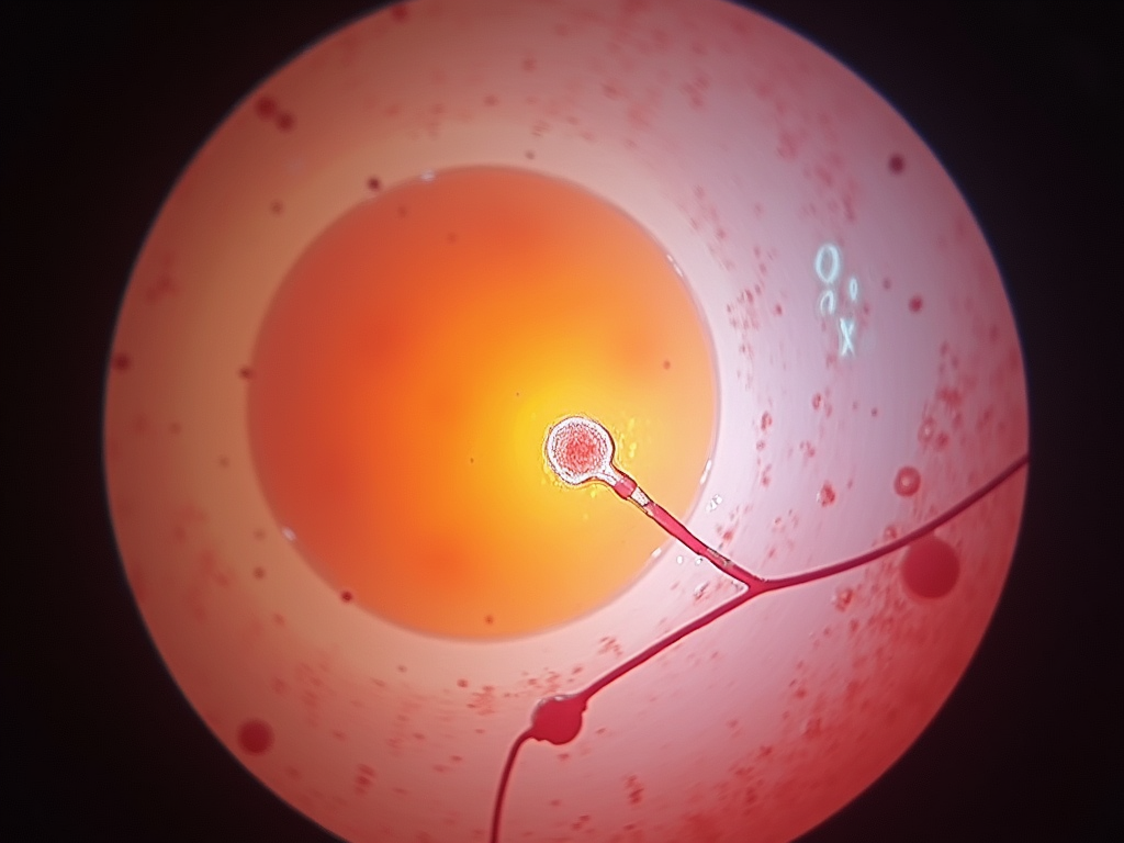 Microscopic view of ICSI procedure