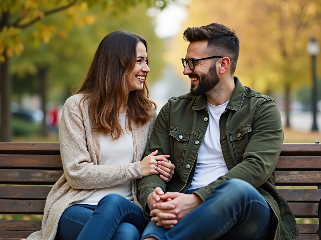 Couple discussing infertility in park