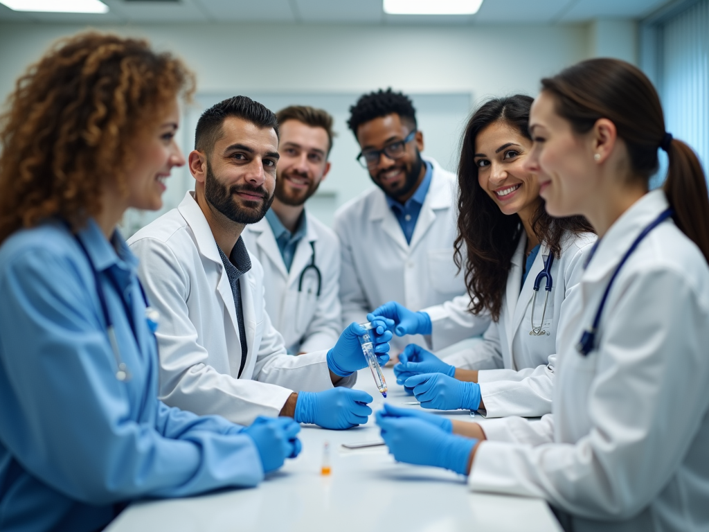 Fertility clinic staff in a lab.