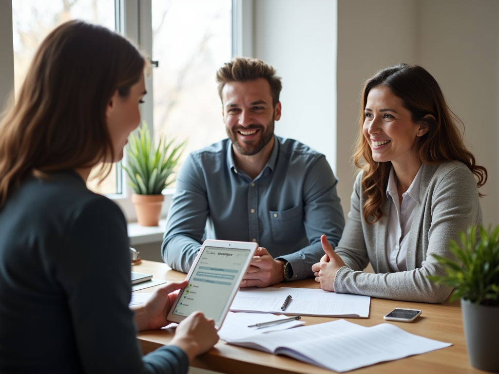 Couple discussing fertility funding with an advisor