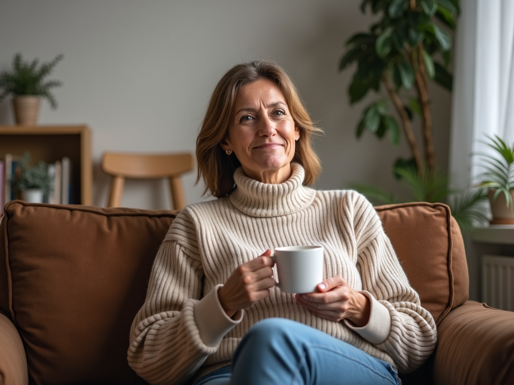 Woman in fertility clinic waiting room